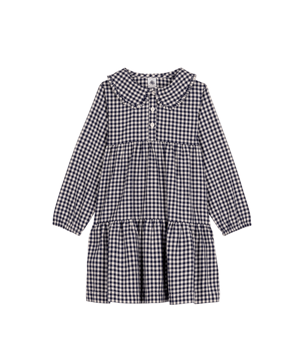 Petit Bateau Checkered Dress Soir/Milk