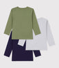Petit Bateau Set van 3 Hemdjes Met Lange Mouwen Effen