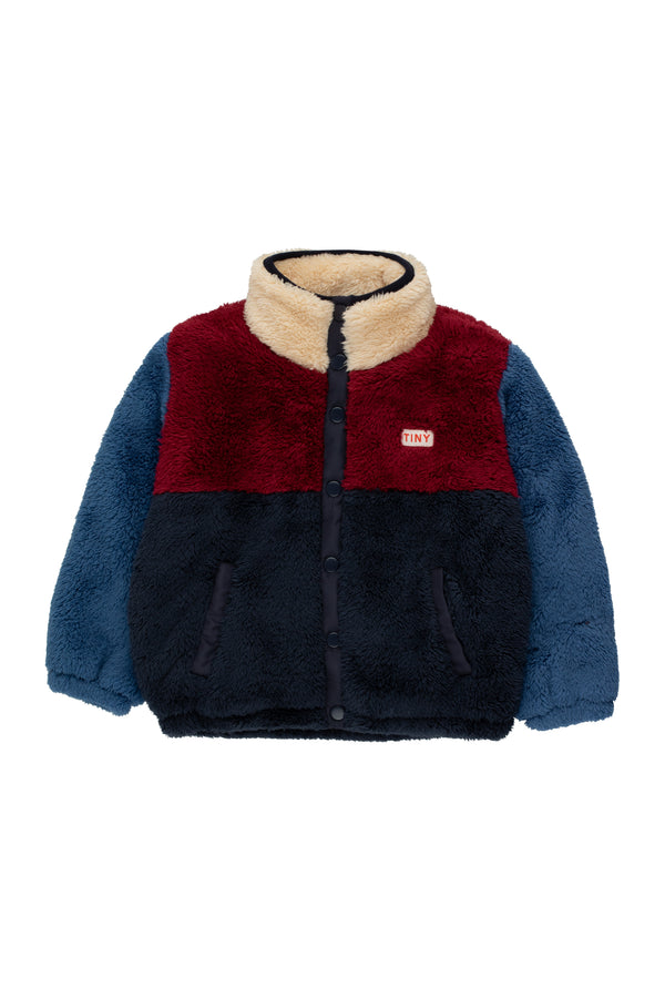 Tiny Cottons Color Block Polar Sherpa Jacket Navy/Deep Red