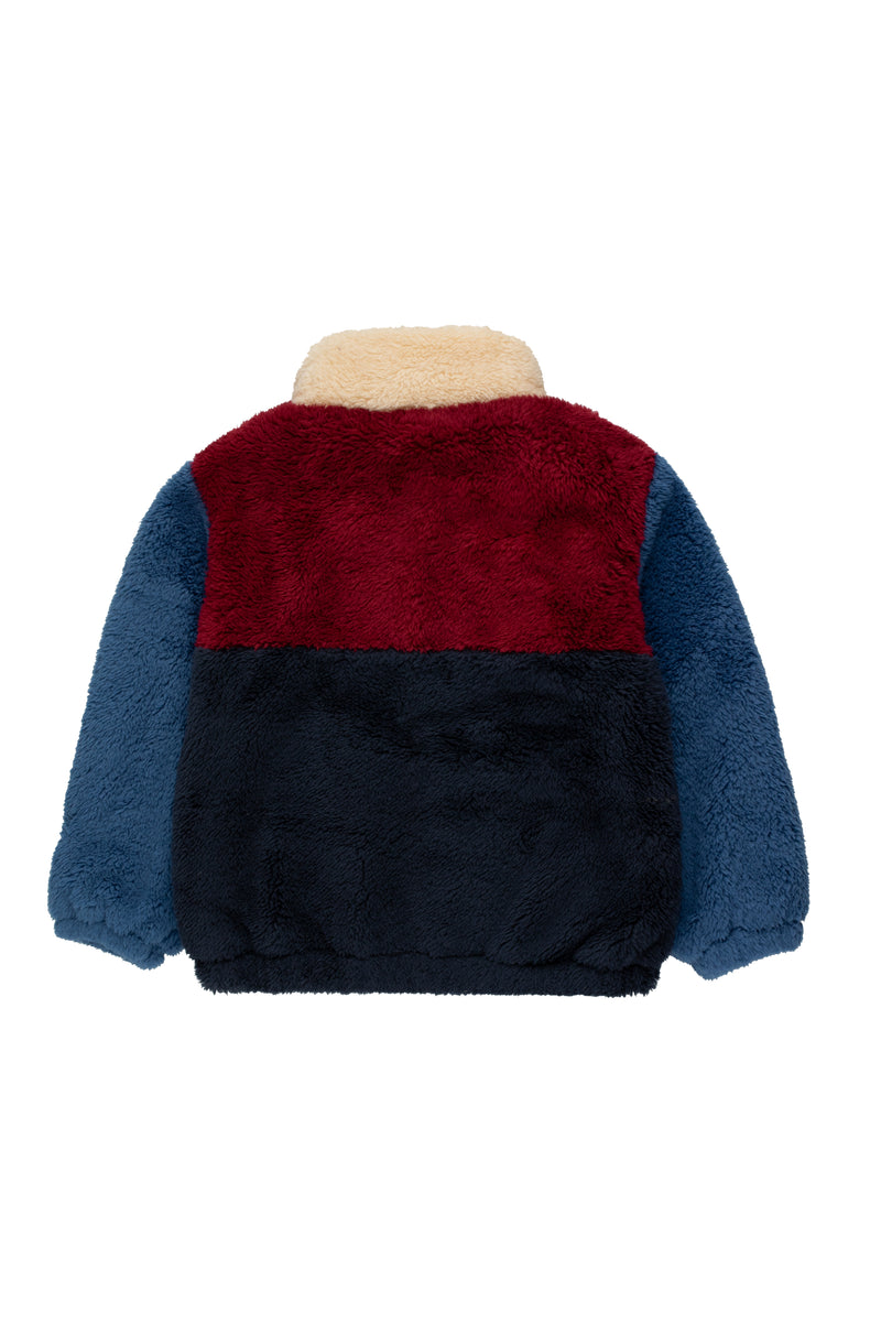 Tiny Cottons Color Block Polar Sherpa Jacket Navy/Deep Red
