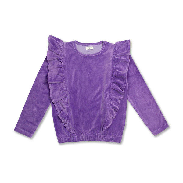 Petit Blush Ruffle Sweater Velour Paisley Purple