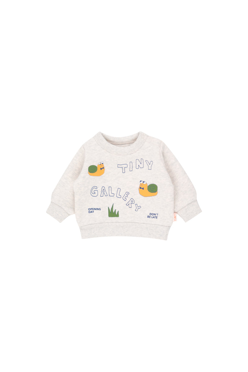 Tiny Cottons Artsy Snail Baby Sweatshirt Light Grey Heather