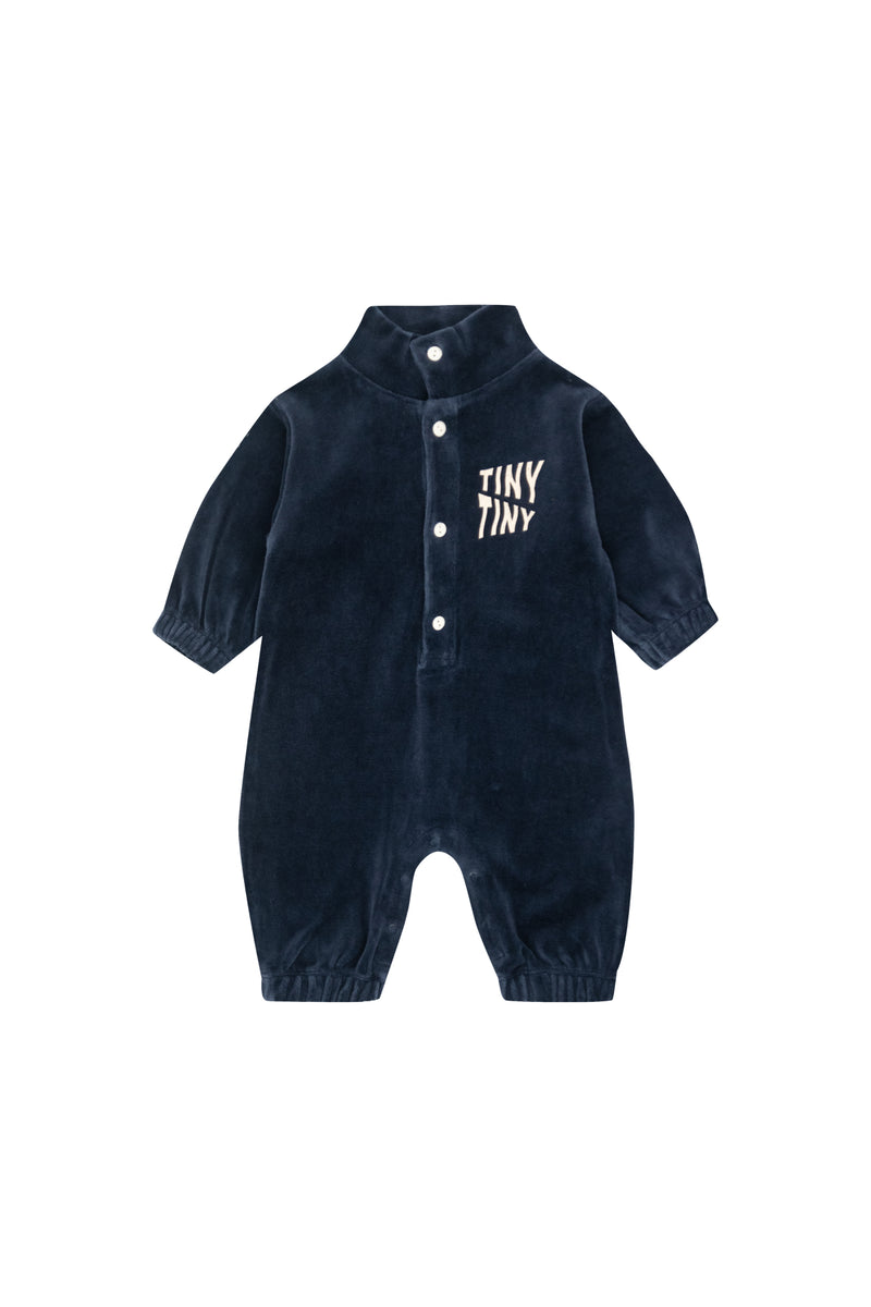 Tiny Cottons Waves Velour One Piece Navy