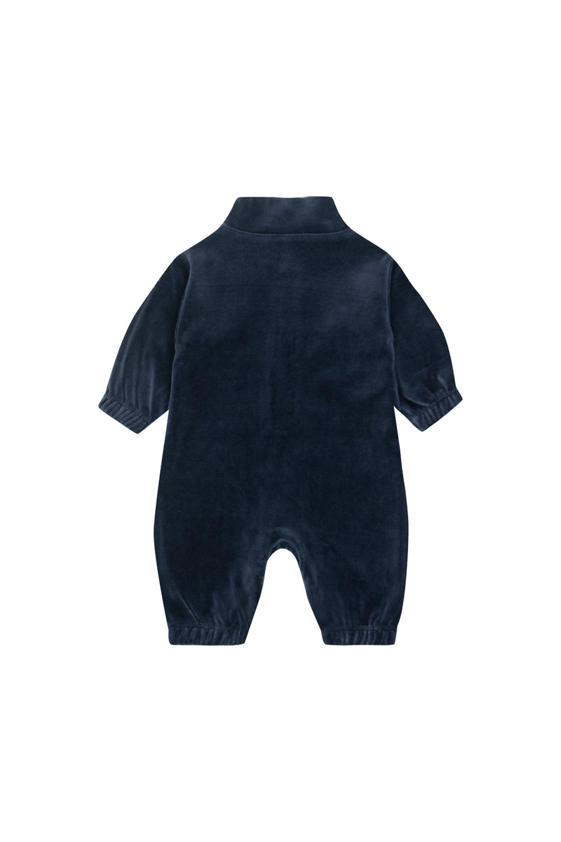 Tiny Cottons Waves Velour One Piece Navy