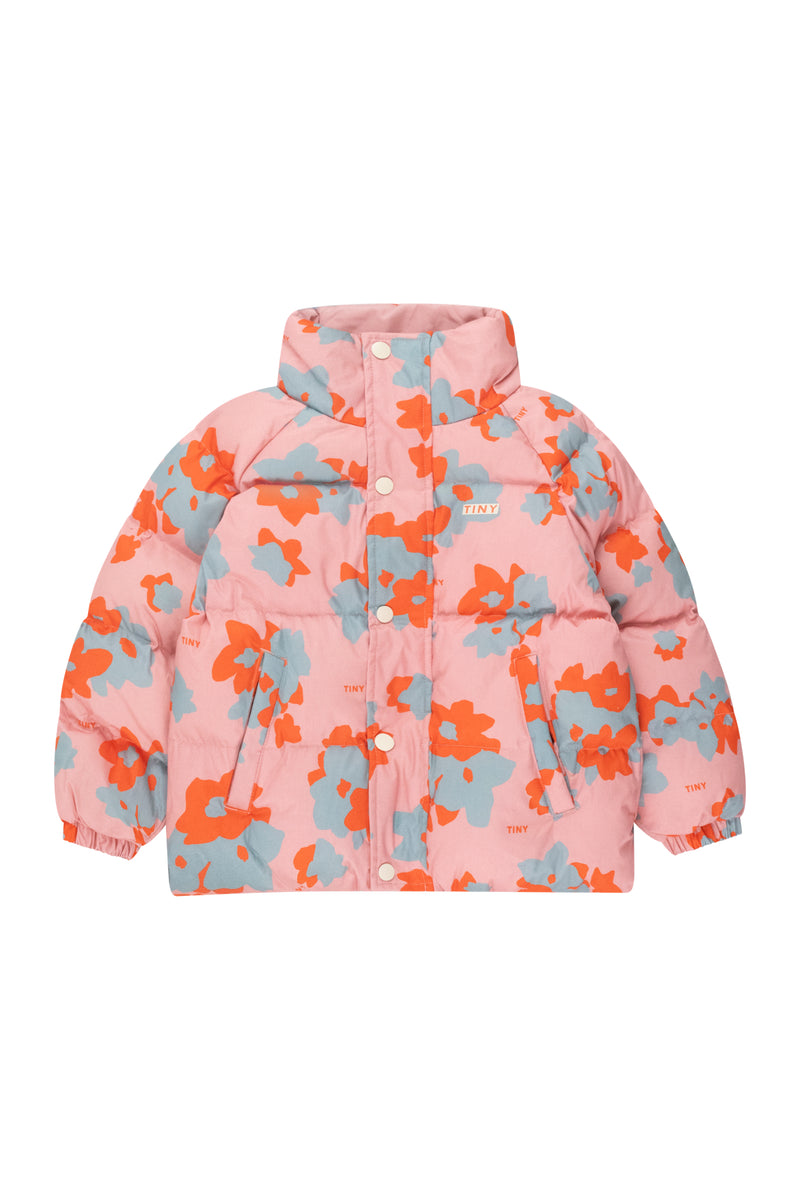 Tiny Cottons Flowers Short Padded Jacket Peach