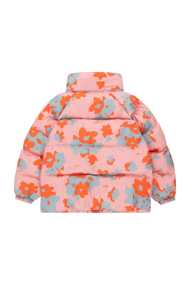 Tiny Cottons Flowers Short Padded Jacket Peach