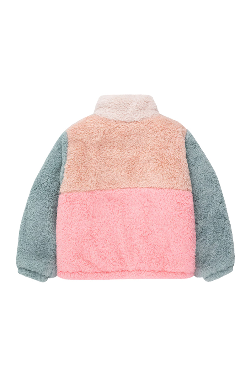 Tiny Cottons Color Block Polar Sherpa Jacket Wild Rose/Pink