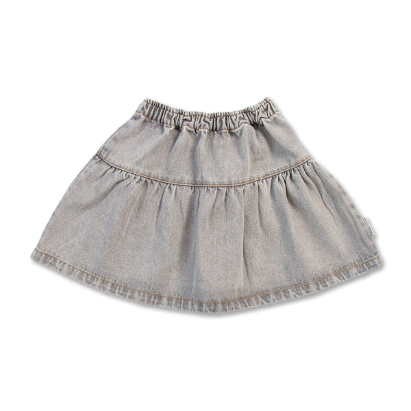 Petit Blush Jeans Ruffle Skirt Washed Light Grey