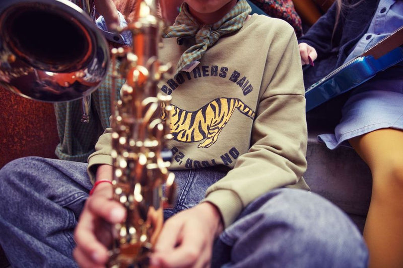 PiuPiuchick Sweatshirt Olive Green w/ Tiger Print