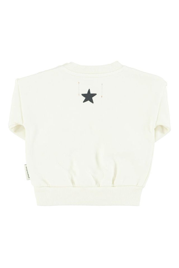 PiuPiuchick Baby Sweatshirt Ecru w/ "Rock star" Print