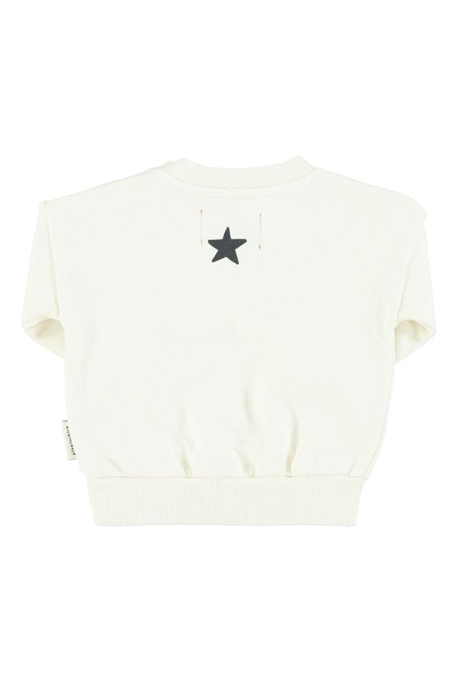 PiuPiuchick Baby Sweatshirt Ecru w/ "Rock star" Print