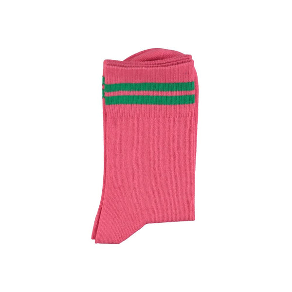 PiuPiuchick Short Socks Pink & Green Stripes