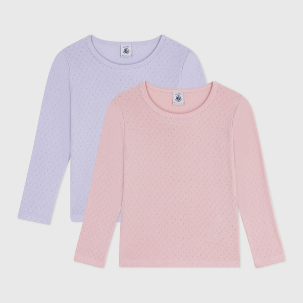 Petit Bateau Set van 2 hemdjes met lange mouwen