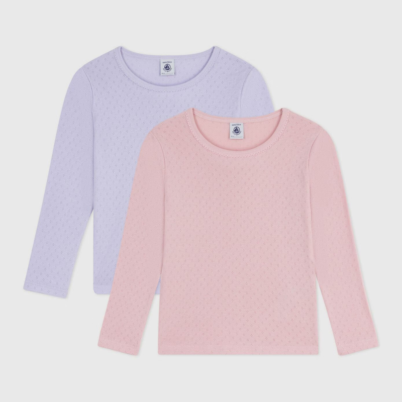 Petit Bateau Set van 2 hemdjes met lange mouwen