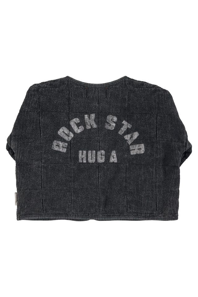 PiuPiuchick Baby Paded Jacket Washed Black w/ "Rock star" Print