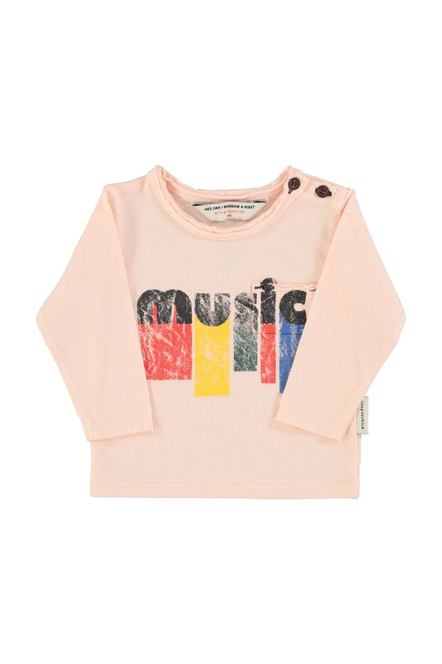 PiuPiuchick Longsleeve T-shirt Light Pink w/ "Music" Print