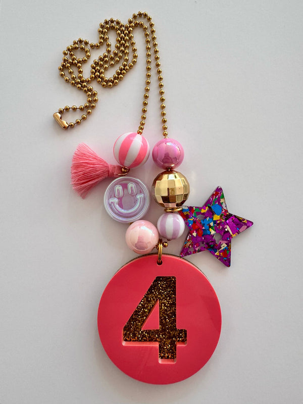 ByMelo Verjaardagsketting Roze/Glitter 4 Jaar