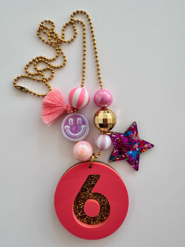 ByMelo Verjaardagsketting Roze/Glitter 6 Jaar