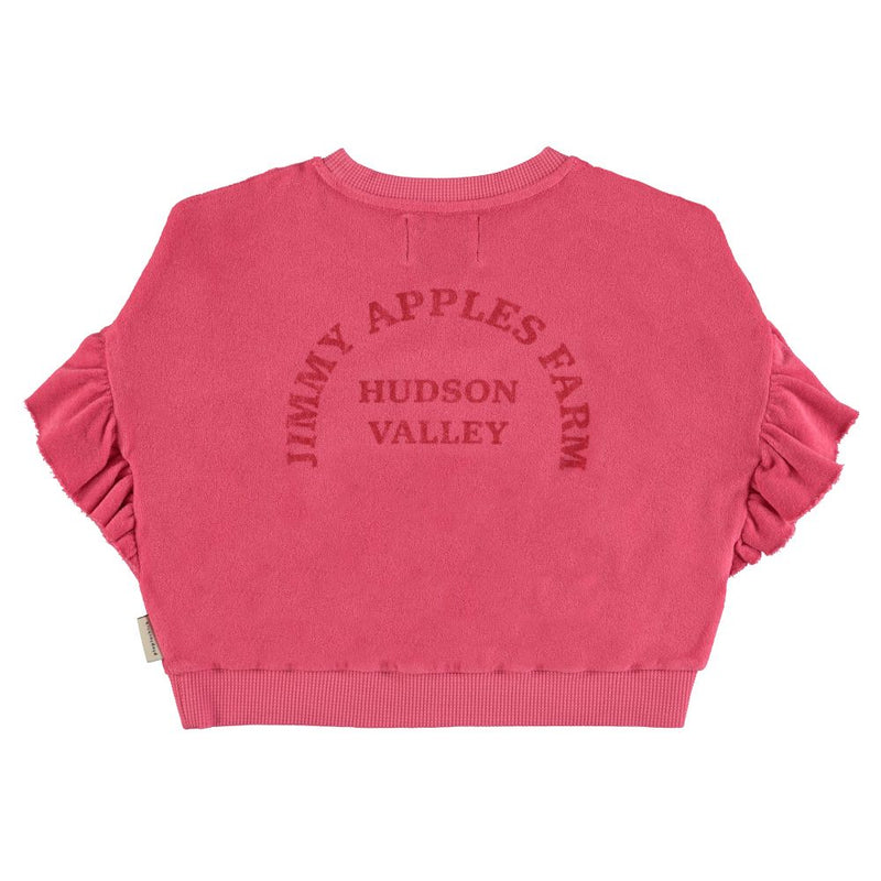 PiuPiuchick Terry Cotton Sweatshirt Strawberry Pink/Red Apple Print