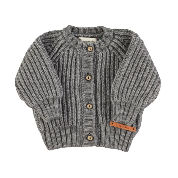 PiuPiuchick Knitted Baby Cardigan Grey