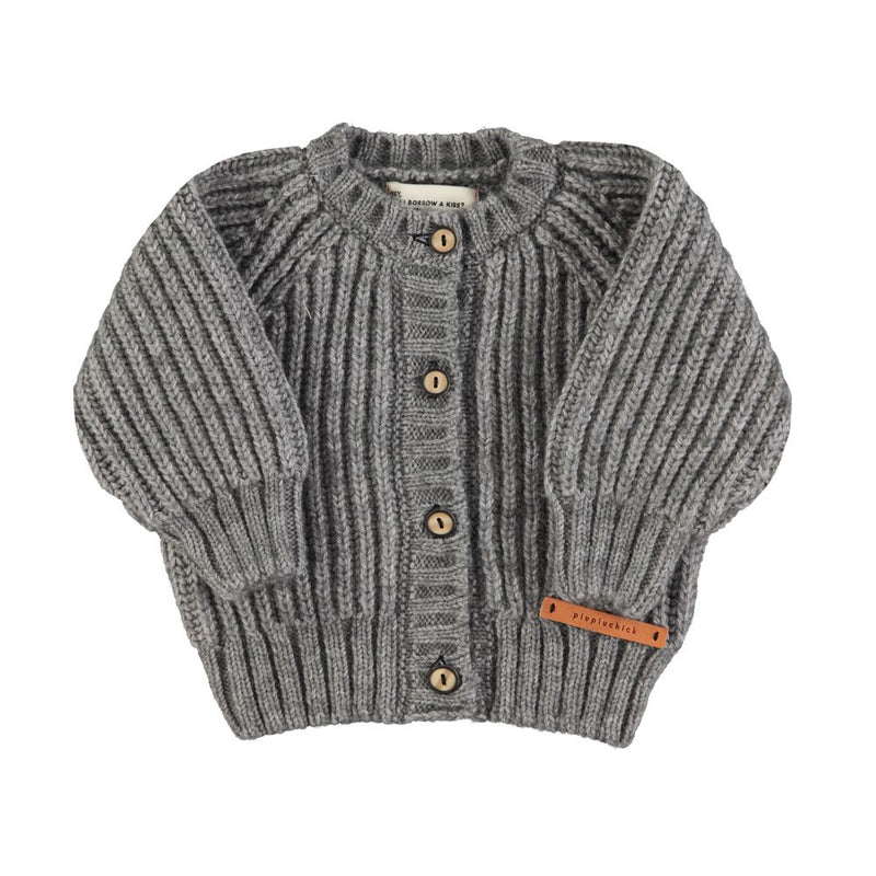 PiuPiuchick Knitted Baby Cardigan Grey