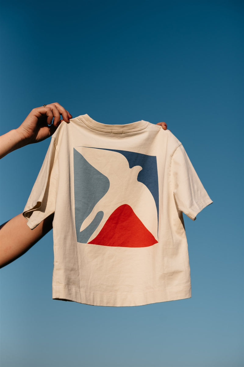 Jenest Mase Oversized Logo Shirt Pebble Ecru