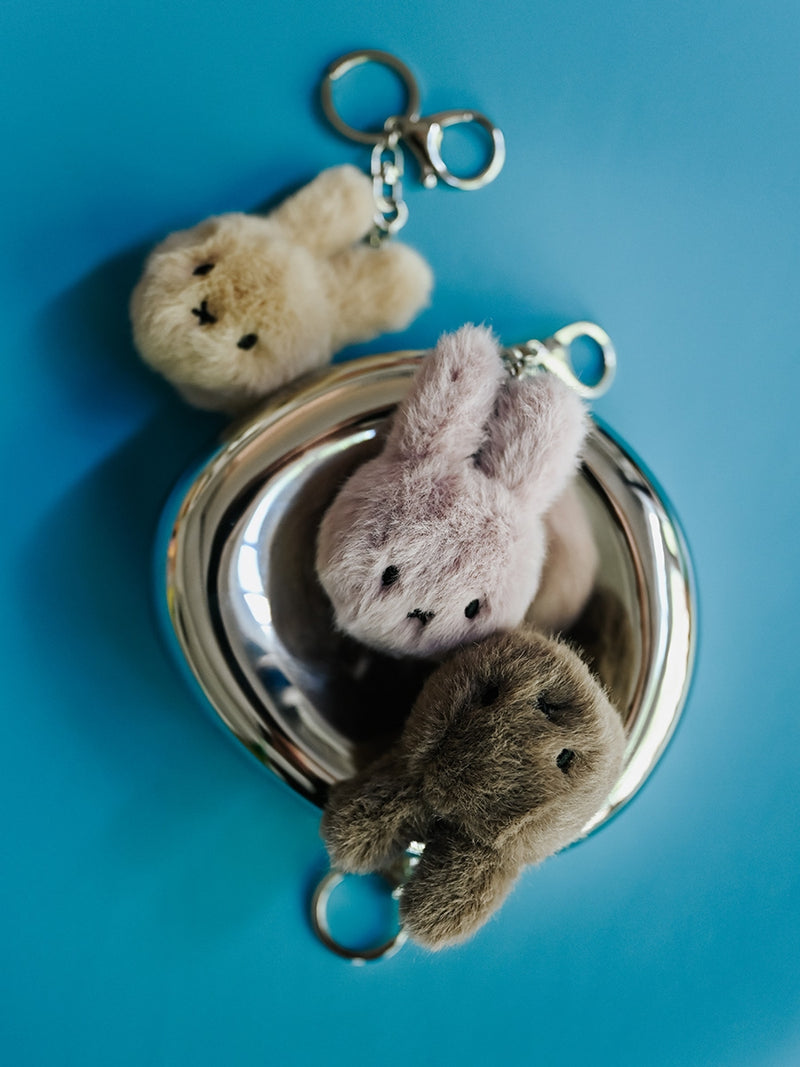 Smiley Miffy Ecvco Fuzzy Keychain taupe - 8 cm