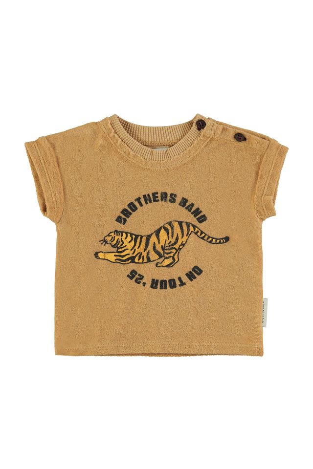 PiuPiuchick Terry Cotton T-shirt Mustard w/ Tiger Print