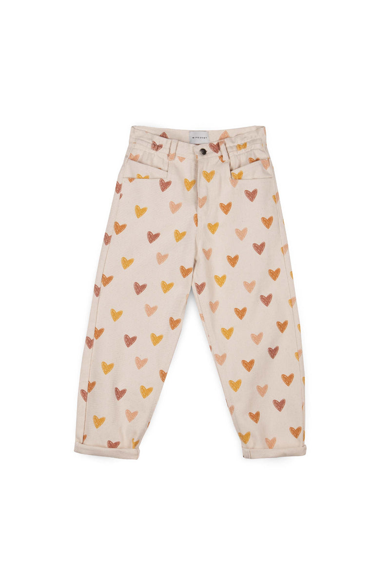 Mipounet Love Mom Fit Printed Jeans Beige