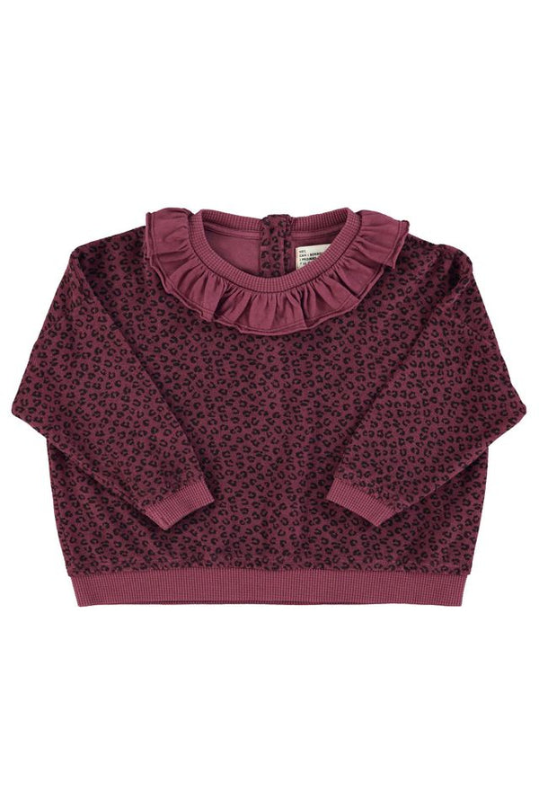 PiuPiuchick Terry Cotton Sweatshirt Aubergine w/ Animal Print
