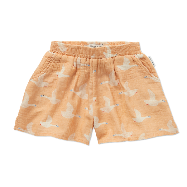 Sproet & Sprout Muslin Loose Shorts Goose Print