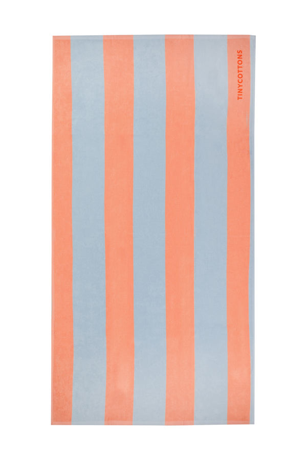 Tiny Cottons Stripes Towel Blue Grey/Papaya