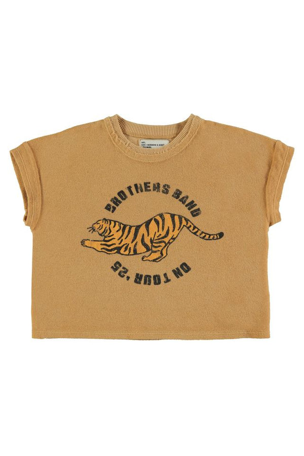 PiuPiuchick Terry Cotton T-shirt Mustard w/ Tiger Print