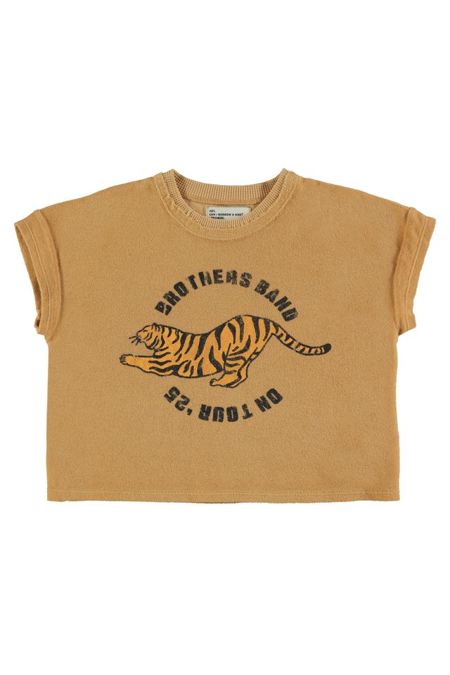 PiuPiuchick Terry Cotton T-shirt Mustard w/ Tiger Print