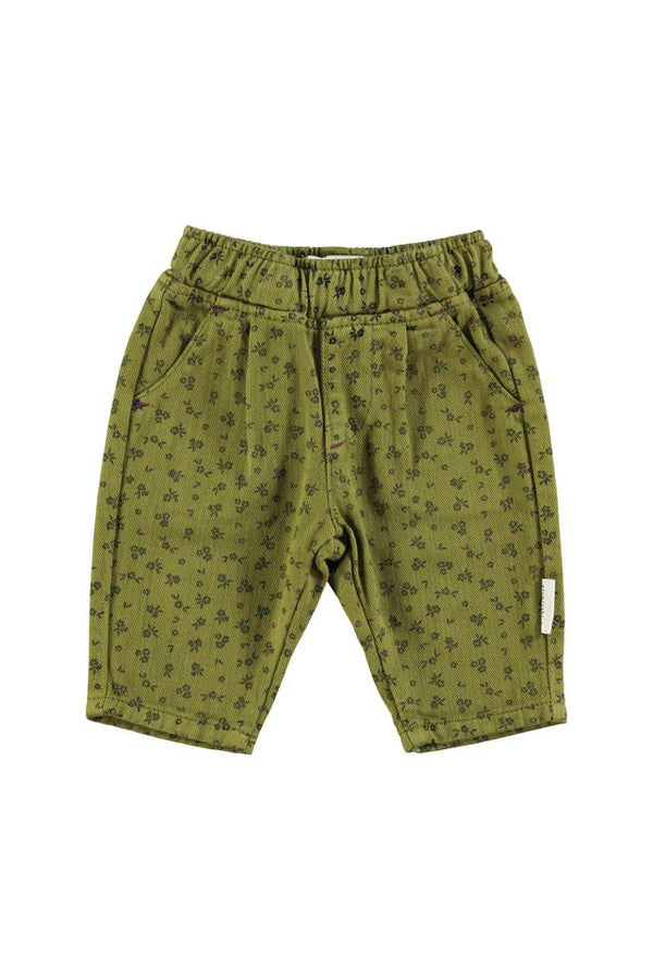 PiuPiuchick Baby Unisex Trousers Khaki w/ Black Flowers