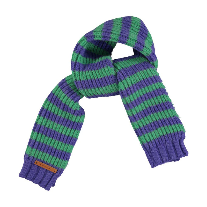 PiuPiuchick Knitted Scarf/Green & Purple Stripes