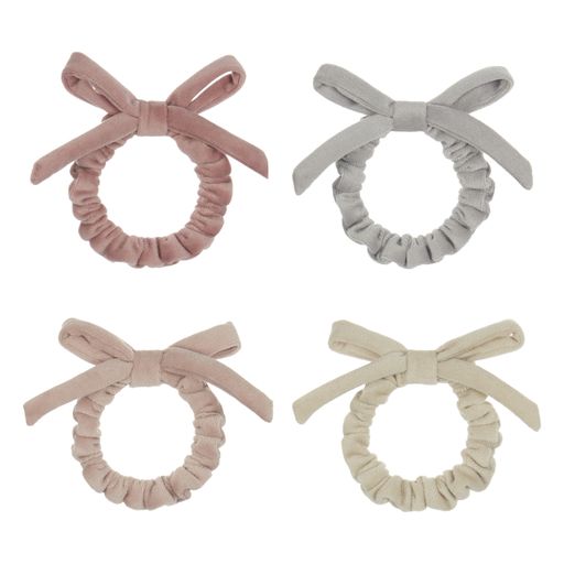 Mimi & Lula Haarelastiekjes Velvet Bow Mini Scrunchies (4pack)