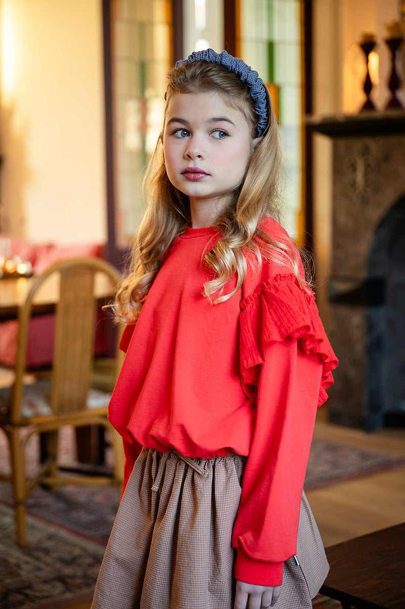 Petit Blush Romantic Ruffle Sweater Cayenne
