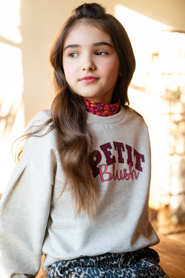 Petit Blush Easy Sweater Logo Grey Melange