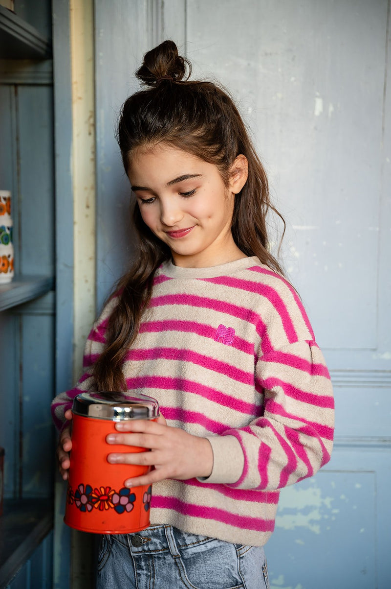 Petit Blush Teddy Sweater Stripe