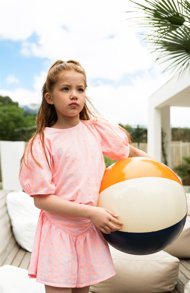 Petit Blush Puff Sleeve Blouse Pink/Neon Orange