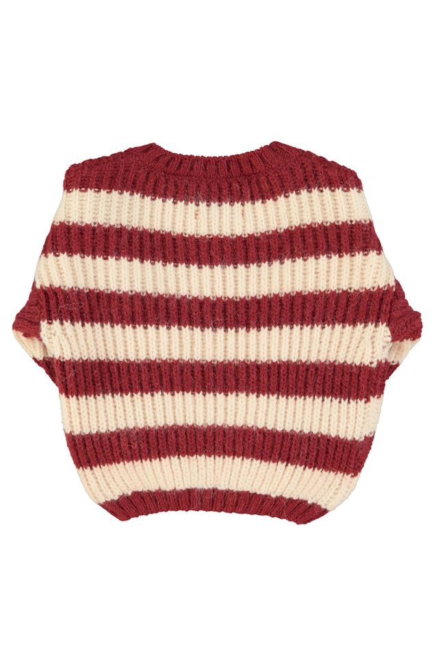 PiuPiuchick Knitted Sweater Bordeaux & Light Pink Stripes