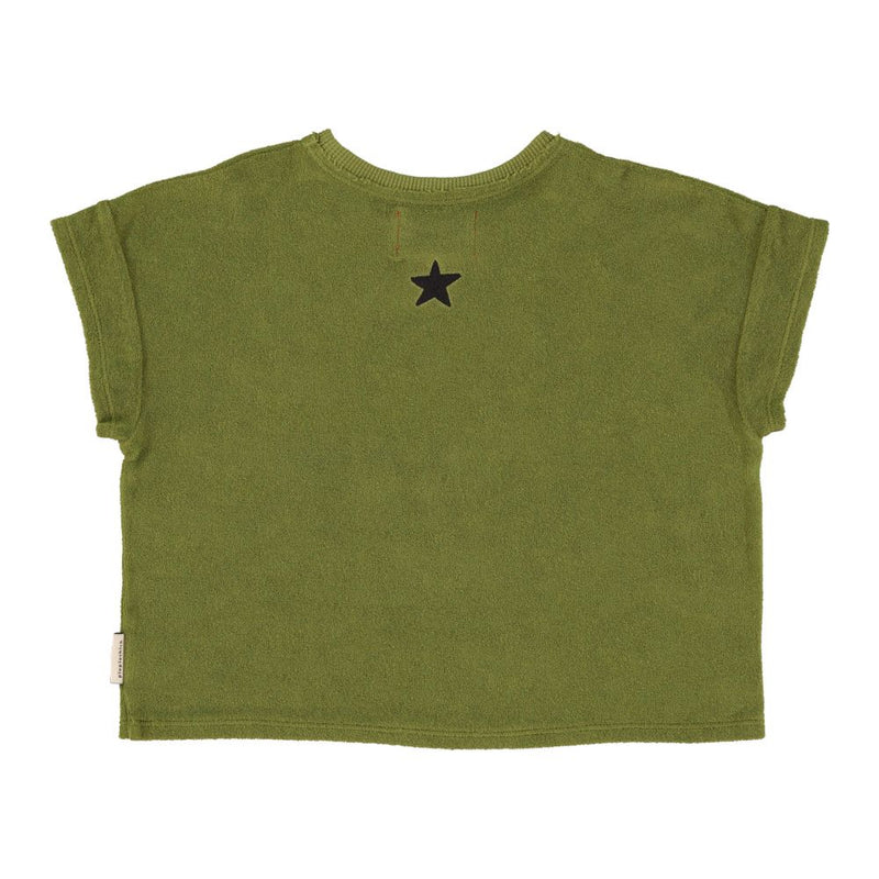 PiuPiuchick Terry Cotton T-shirt Dark Green/Cavalier Print