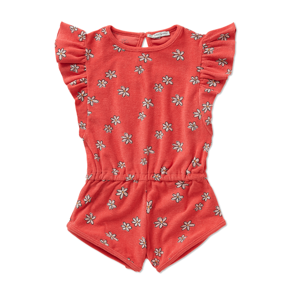 Sproet & Sprout Ruffle Terry Jumpsuit Daisies Print