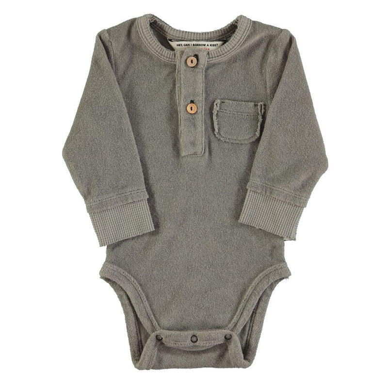 PiuPiuchick Baby Long Sleeve Body Grey Cavalier Print