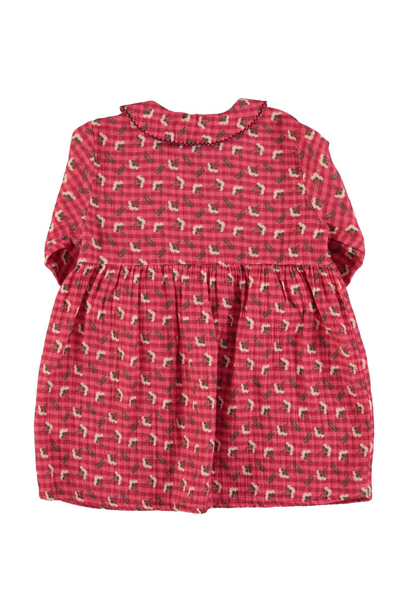 PiuPiuchick Short Dress Pink Checkered w/ Flowers