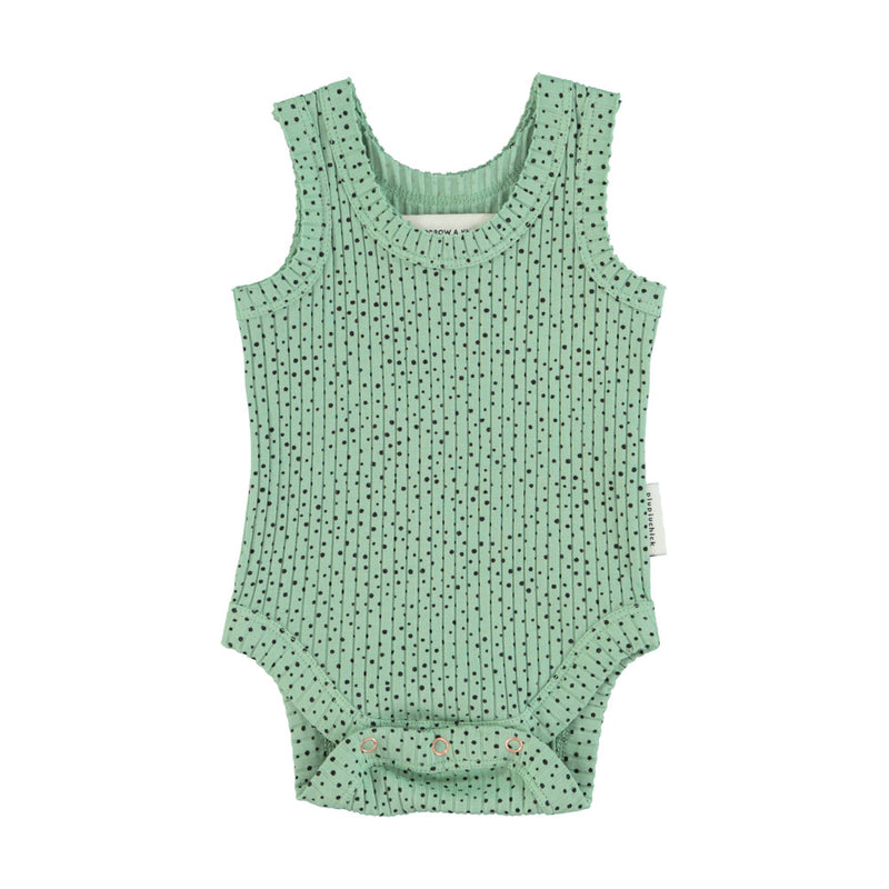 PiuPiuchick Sleeveless Bodysuit Green/Black Dots