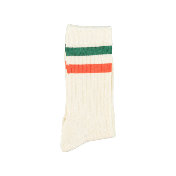 PiuPiuchick Socks Ecru/Orange/Green Stripes