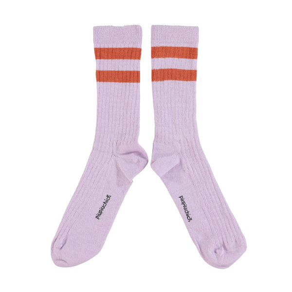 PiuPiuchick Socks Lavender/Terracotta Stripes