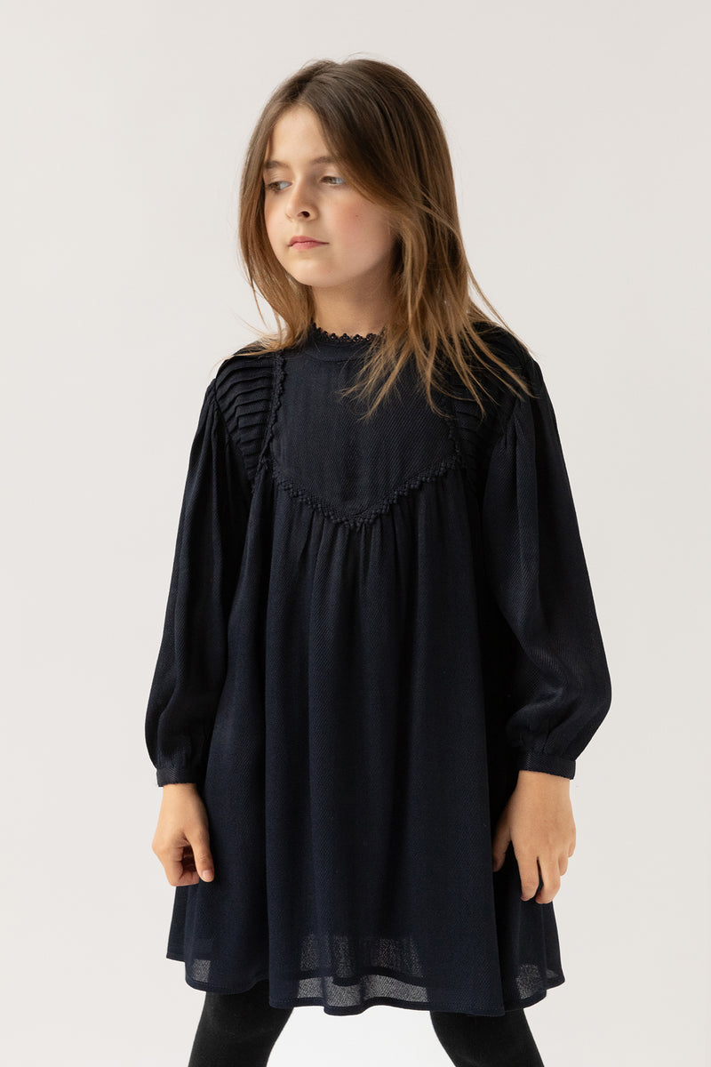 Simple Kids Dress Moss Blue